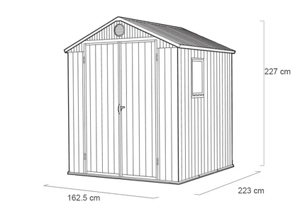 Pro Grade 6ft x 8ft Premium Plastic Double Door Garden Shed - Grey/Anthracite Wood Touch Texture