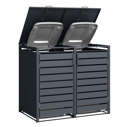 Double Wheelie Bin Store by Garden Guard - Premium Range Storage in Anthracite Grey