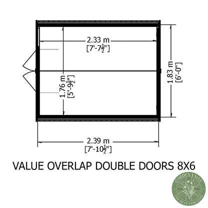 Shire Garden Value Overlap 8ft x 6ft Double Door Shed