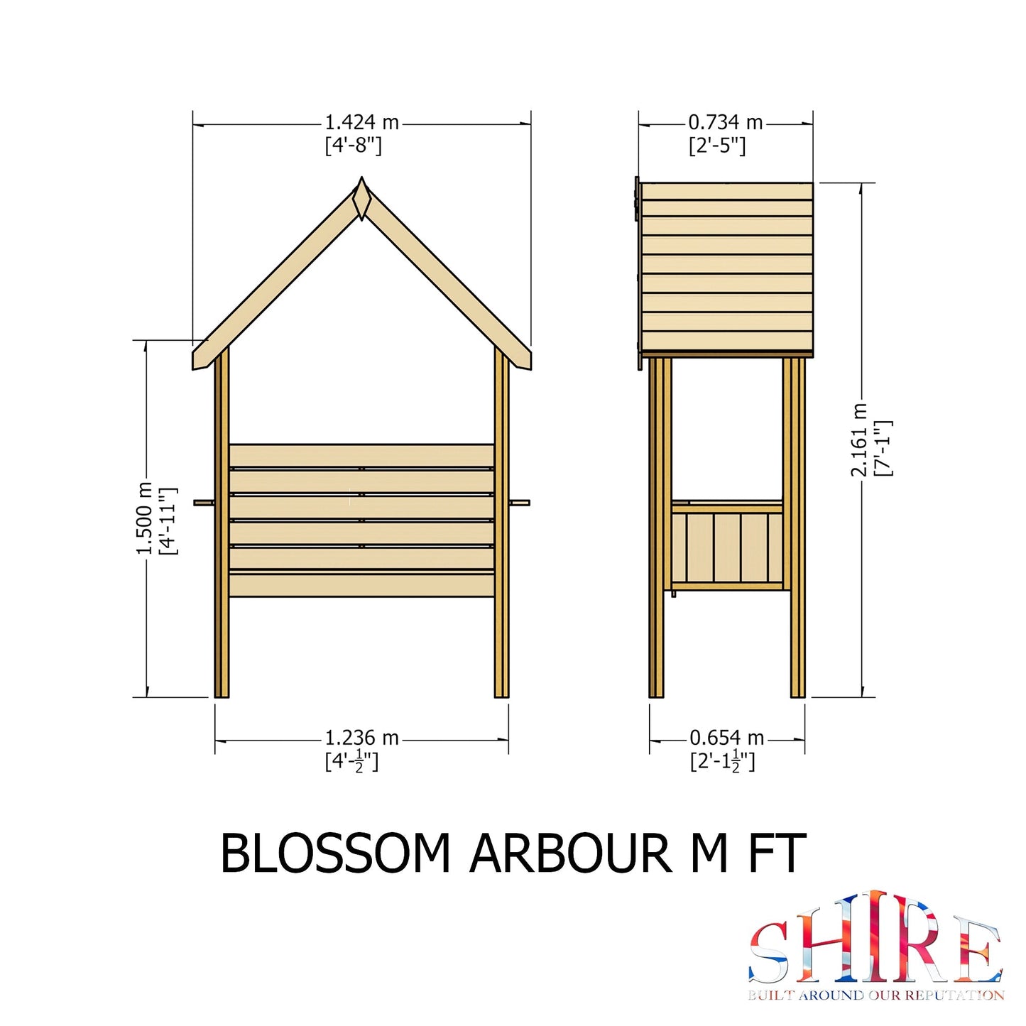 Shire Blossom Arbour 2ft x 4ft - Pressure Treated