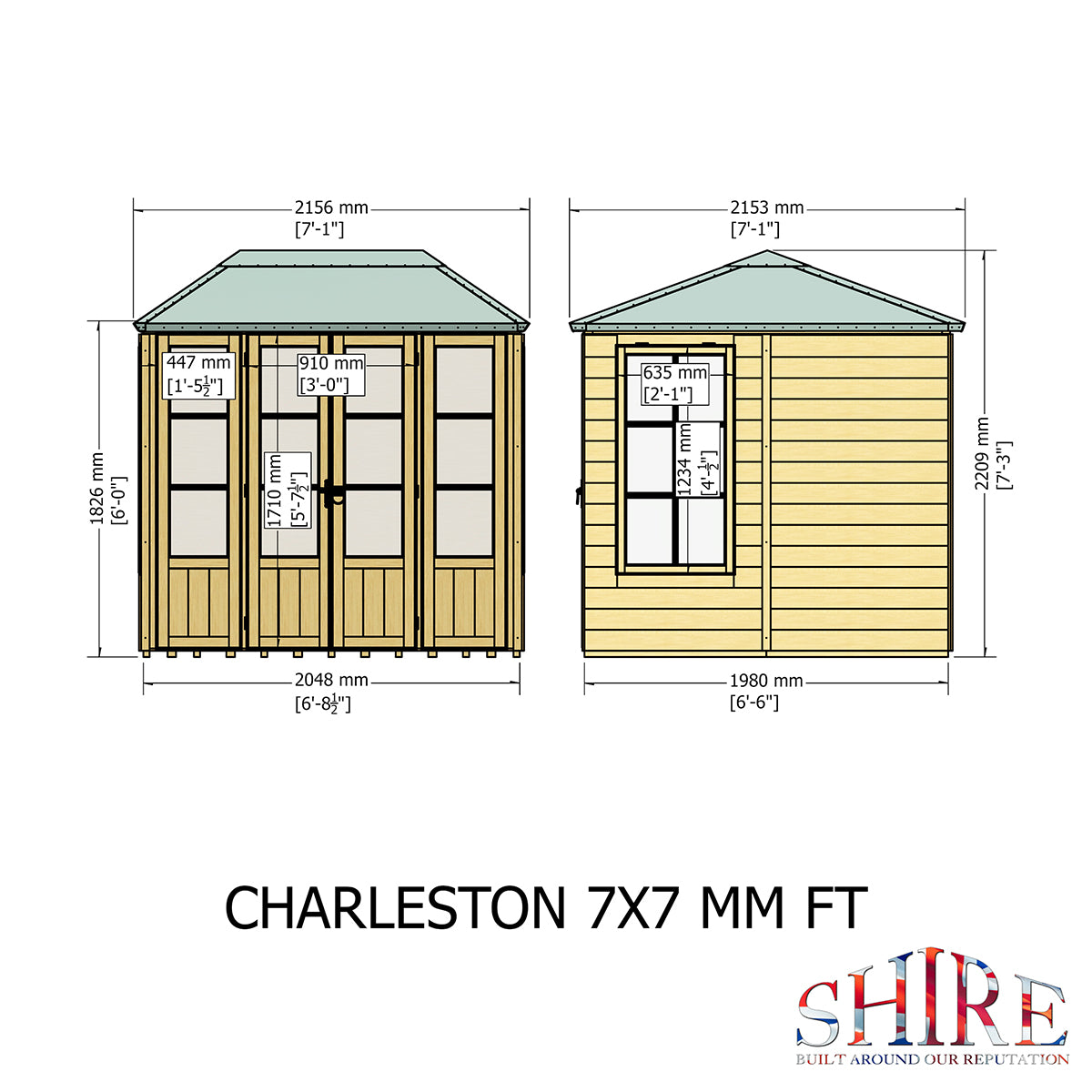 Shire Charleston 7ft x 7ft Summerhouse