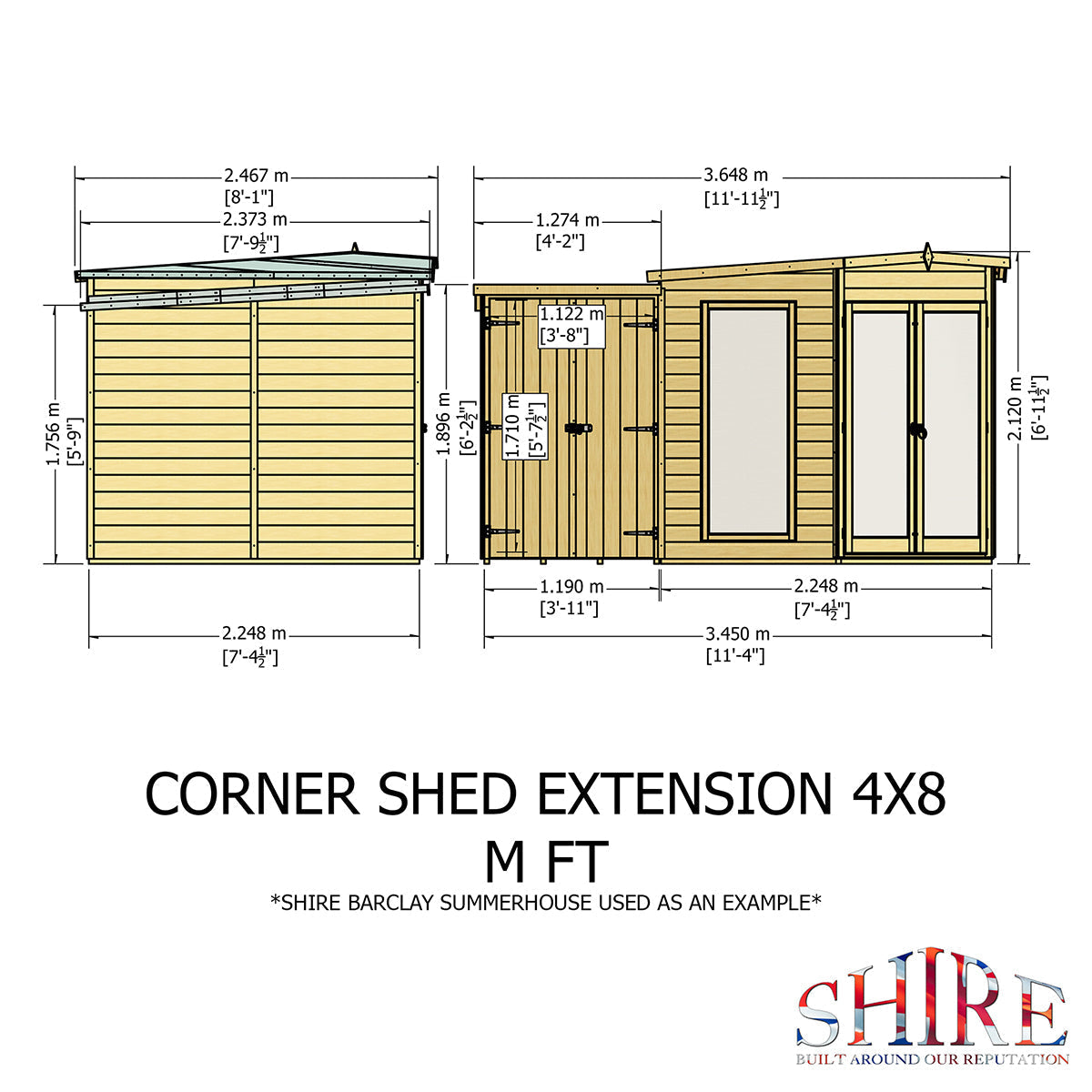Shire Barclay 8ft x 12ft With Side Shed