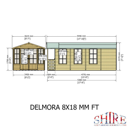Shire Delmora 8ft x 18ft Summerhouse with Verandah