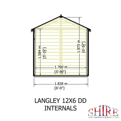 Shire Langley 12ft x 6ft Double Door Shiplap Shed NEW