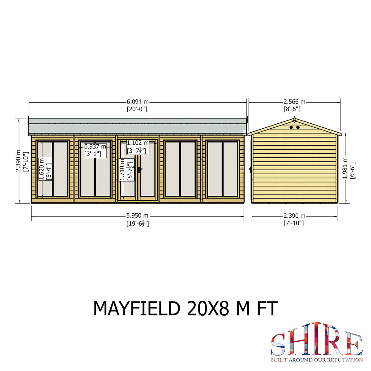 Shire Mayfield 20ft x 8ft Summerhouse