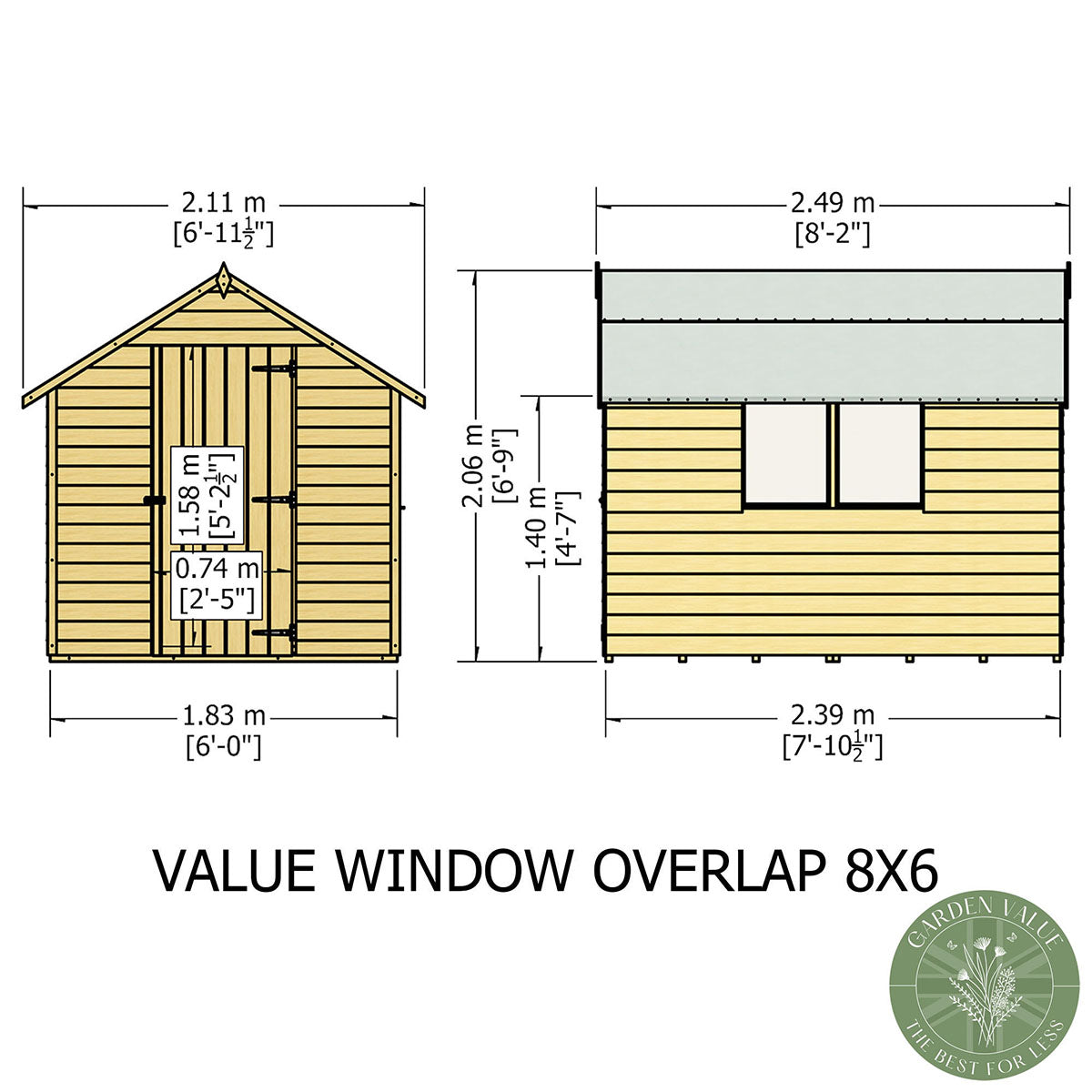 Shire Garden Value Overlap 8ft x 6ft Shed with Window