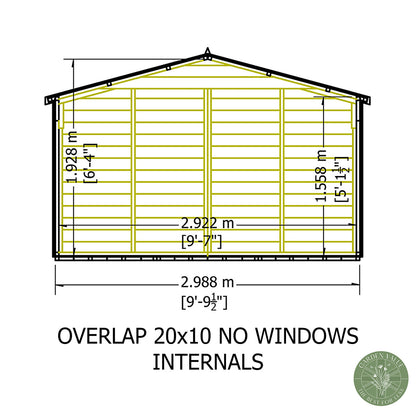 Shire Garden Value Overlap 10ft x 20ft Windowless Shed