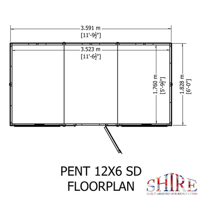 Shire Pent 12ft x 6ft Shiplap Shed NEW