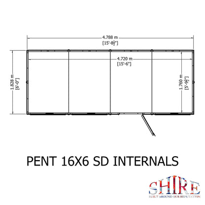 Shire Pent 16ft x 6ft Shiplap Shed NEW