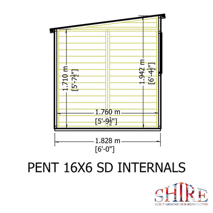 Shire Pent 16ft x 6ft Shiplap Shed NEW