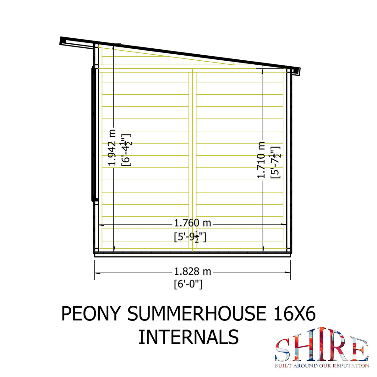Shire Peony 16ft x 6ft Pent Summerhouse