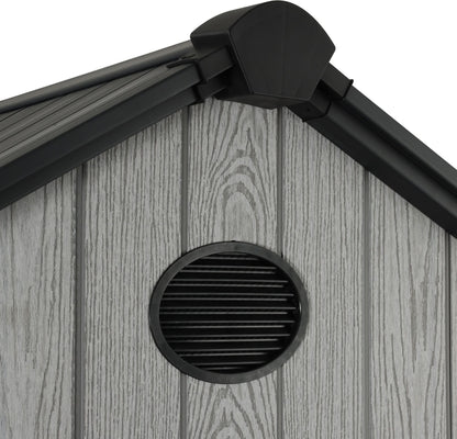 Pro Grade 6ft x 4ft Premium Plastic Garden Shed Double Door - Grey Wood Touch Texture